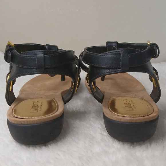 Ralph Lauren Kiana Leather Thong Sandals Black Size 7B - Picture 4 of 10